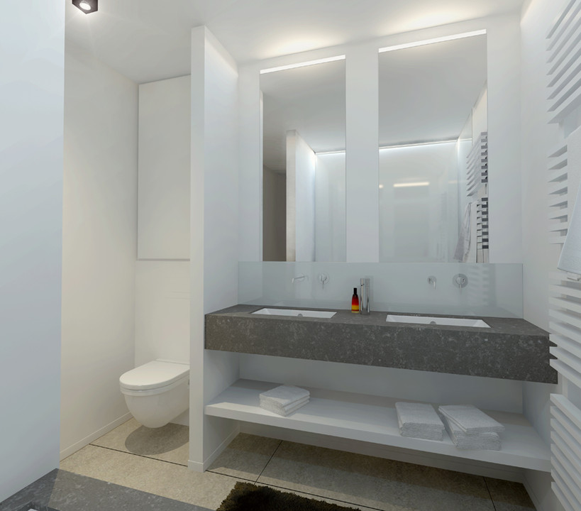 Prachtig ontwerp en design badkamers door WoonProject in Zilt Residences De Panne. Op maat gemaakt en geplaatst.